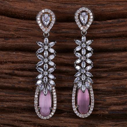 Cubic Zirconia Short Earring With Black Rose Plating