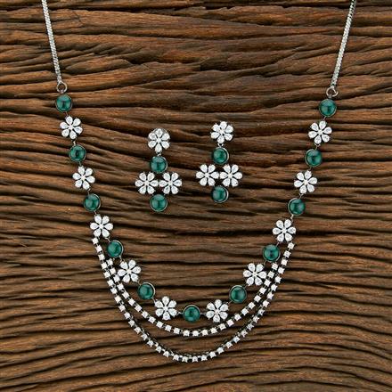 Cubic Zirconia 3 Line Necklace With Black Plating