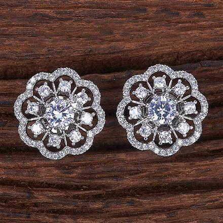 Cubic Zirconia Delicate Tops With Rhodium Plating