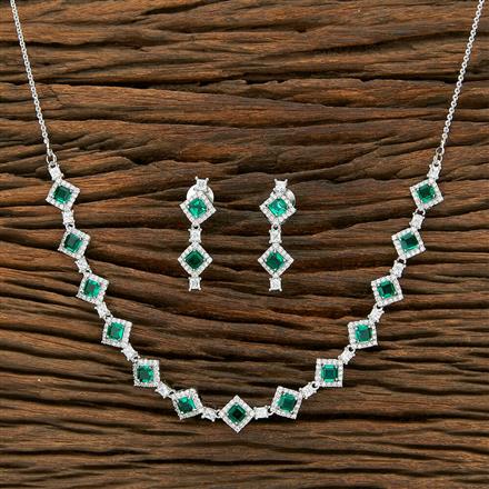 Cubic Zirconia Delicate Necklace With Rhodium Plating