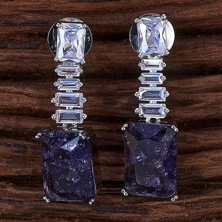 Cubic Zirconia Short Earring With Rhodium Plating