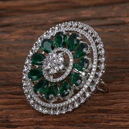 Cubic Zirconia Adjustable Ring With Rhodium Plating