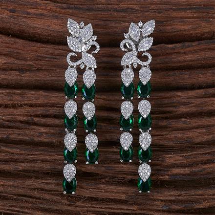 Cubic Zirconia Short Earring With Rhodium Plating