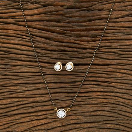 Cubic Zirconia Solitaire Mangalsutra With 2 Tone Plating