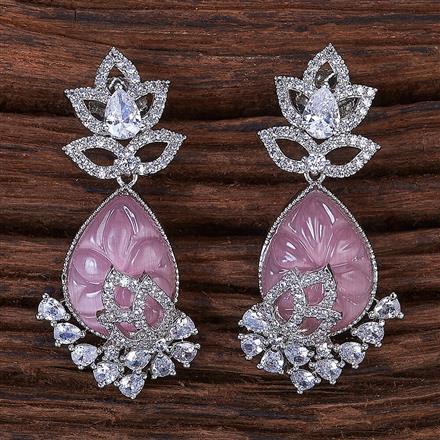 Cubic Zirconia Short Earring With Rhodium Plating