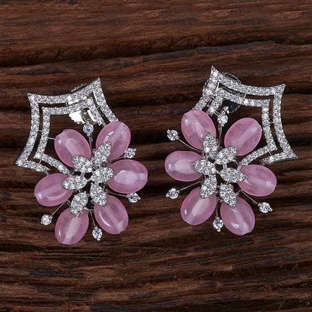 Cubic Zirconia Monalisa Stone Earring With Rhodium Plating