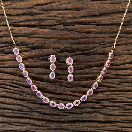 Cz Delicate Necklace With 2 Tone Plating