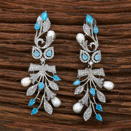 Cz Classic Earring With Rhodium Plating