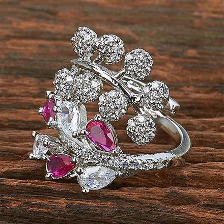 Cz Adjustable Ring With Rhodium Plating