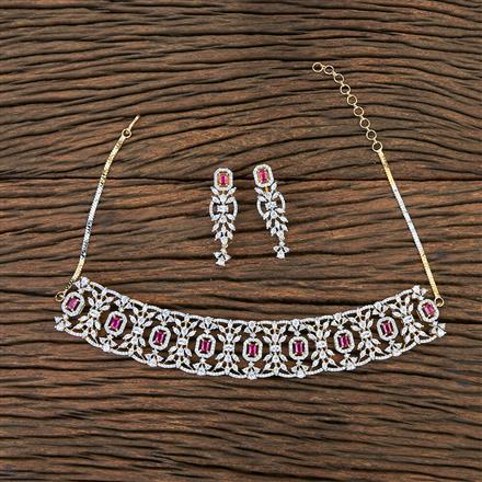 Cz Choker Necklace With 2 Tone Plating