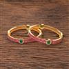 Cubic Zirconia South Indian Bangles With Gold Plating