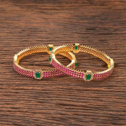 Cubic Zirconia South Indian Bangles With Gold Plating
