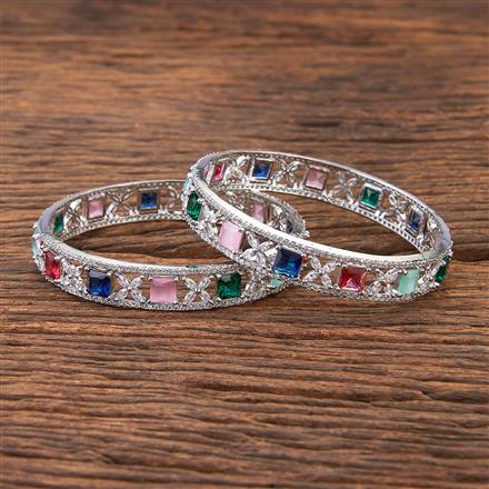 Cz Classic Bangles With Rhodium Plating