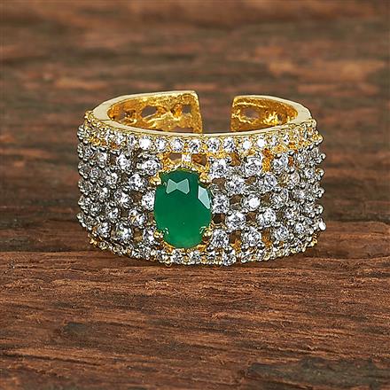 Cz Adjustable Ring With 2 Tone Plating