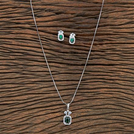 Cz Classic Pendant Set With Rhodium Plating