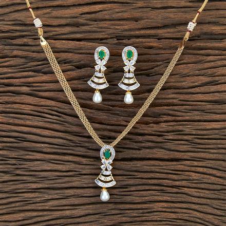 Cz Classic Pendant Set With 2 Tone Plating