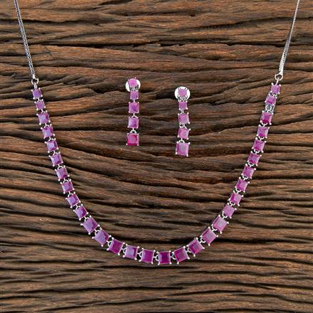 Cz Delicate Necklace With Rhodium Plating