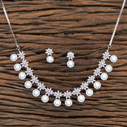 Cz Classic Necklace With Rhodium Plating