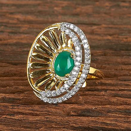 Cz Adjustable Ring With 2 Tone Plating