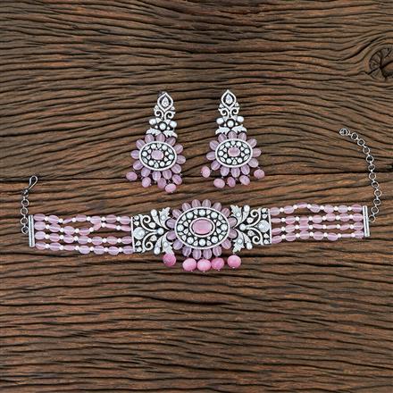 Cz Monalisa Stone Necklace With Rhodium Plating