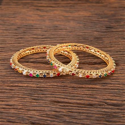 Cubic Zirconia South Indian Bangles With Gold Plating