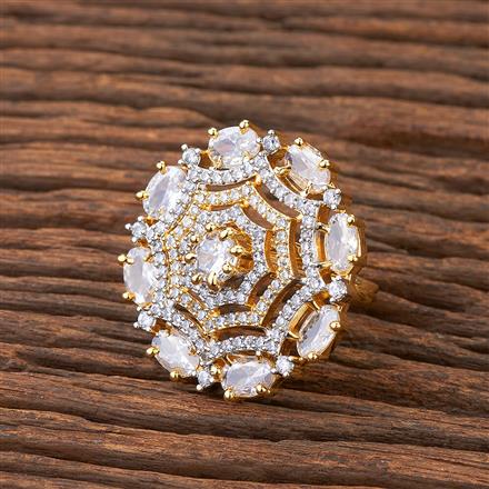 Cubic Zirconia Classic Ring With 2 Tone Plating