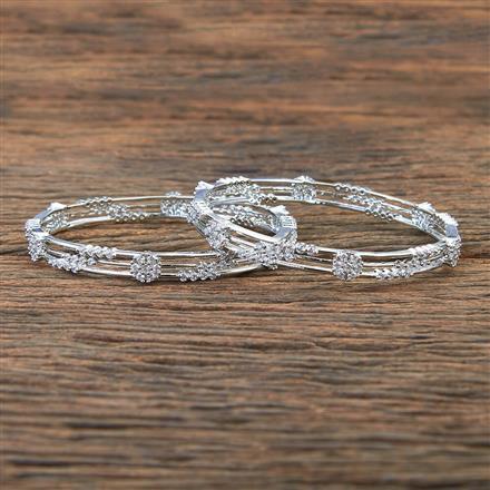 Cz Classic Bangles With Rhodium Plating