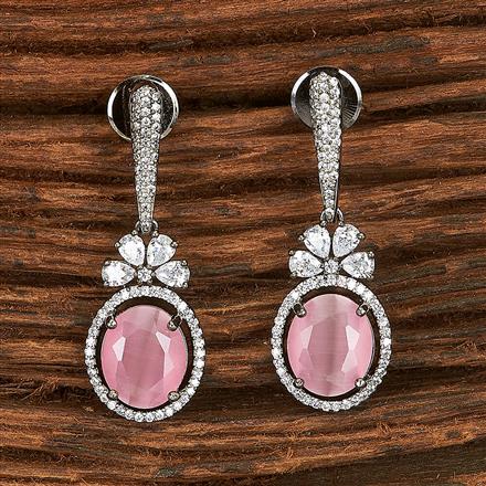 Cubic Zirconia Short Earring With Black Plating