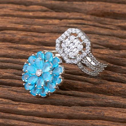 Cubic Zirconia Adjustable Ring With Rhodium Plating