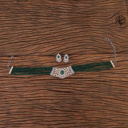 Cubic Zirconia Bandhai Necklace With Black Plating