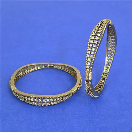 Cz Classic Bangles With Gold Mehndi Plating