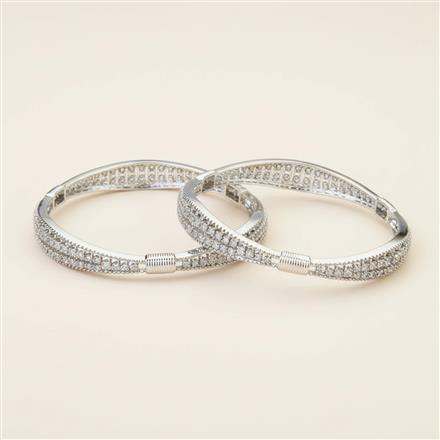 Cubic Zirconia Classic Bangles With Rhodium Plating