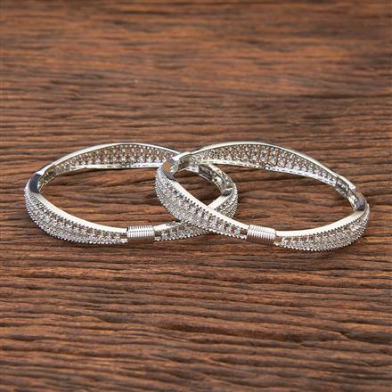 Cubic Zirconia Classic Bangles With Rhodium Plating
