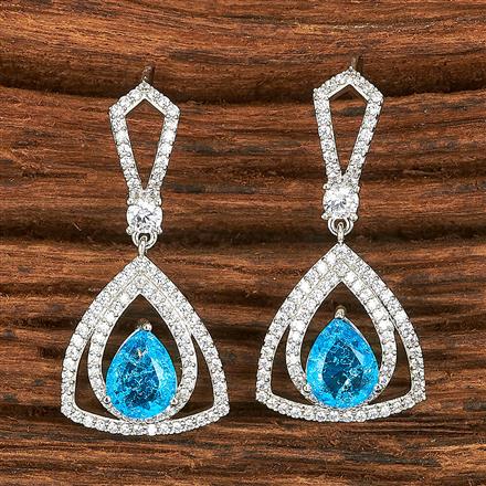 Cubic Zirconia Short Earring With Rhodium Plating