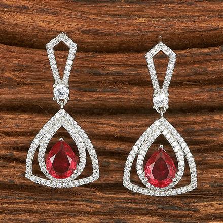 Cubic Zirconia Short Earring With Rhodium Plating