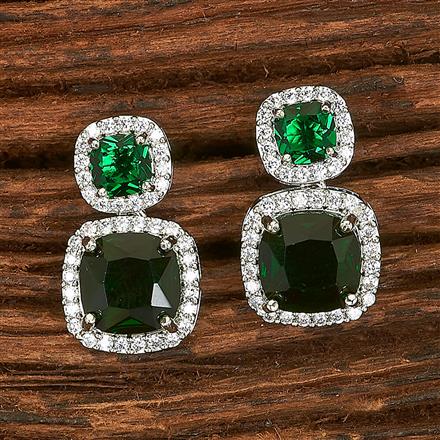 Cubic Zirconia Short Earring With Rhodium Plating