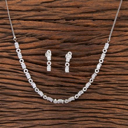 Cubic Zirconia Delicate Necklace With Rhodium Plating