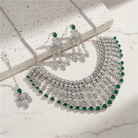 Cubic Zirconia Classic Necklace With Rhodium Plating