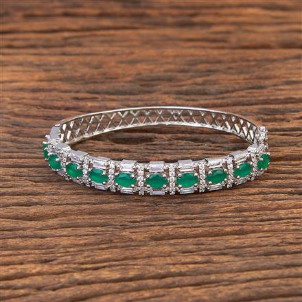 Cubic Zirconia Classic Kada With Rhodium Plating