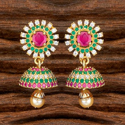 Cubic Zirconia South Indian Earring With Gold Plating