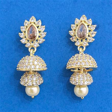 Cubic Zirconia South Indian Earring With Gold Plating