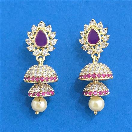 Cubic Zirconia South Indian Earring With Gold Plating