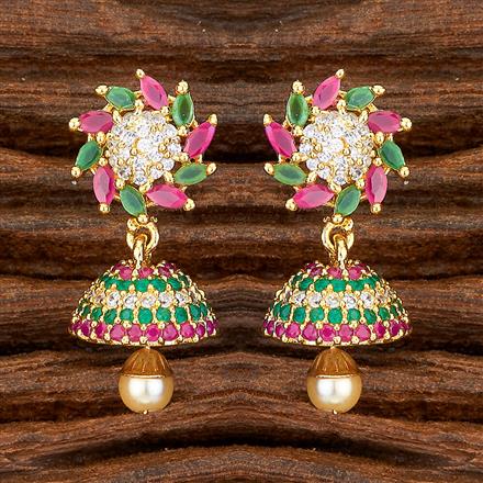 Cubic Zirconia Classic Jhumki With Gold Plating