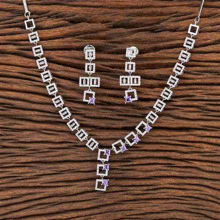 Cubic Zirconia Classic Necklace With Rhodium Plating