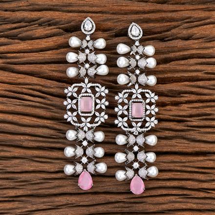 Cubic Zirconia Long Earring With Black Plating