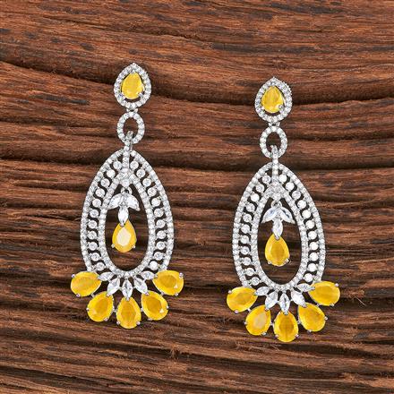 Cz Classic Earring With Rhodium Plating