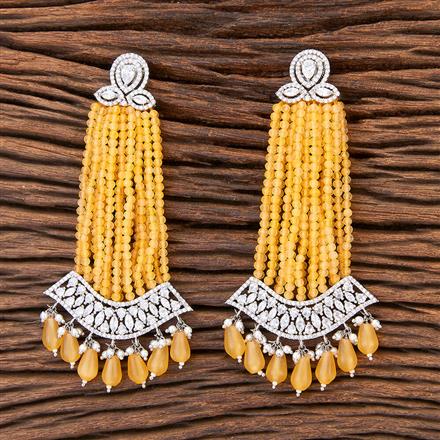 Cz Bandhai Earring With Rhodium Plating