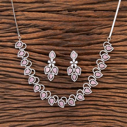 Cz Classic Necklace With Rhodium Plating
