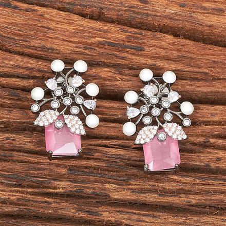 Cz Pearl Earring With Black Plating