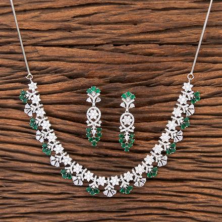 Cz Classic Necklace With Rhodium Plating